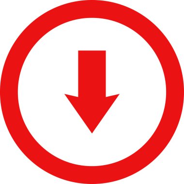 Beyaz arkaplanda kırmızı ok yönü simgesi, vektör illüstrasyonu    