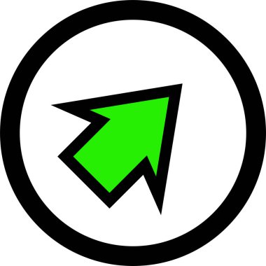 Beyaz arkaplanda yeşil ok yönü simgesi, vektör illüstrasyonu    