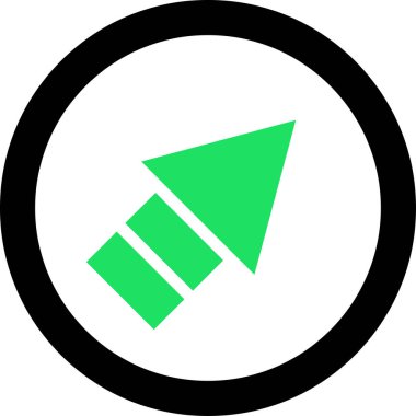 Beyaz arkaplanda yeşil ok yönü simgesi, vektör illüstrasyonu 