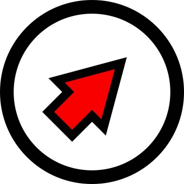 Beyaz arkaplanda kırmızı ok yönü simgesi, vektör illüstrasyonu 