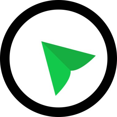 Beyaz arkaplanda yeşil ok yönü simgesi, vektör illüstrasyonu    