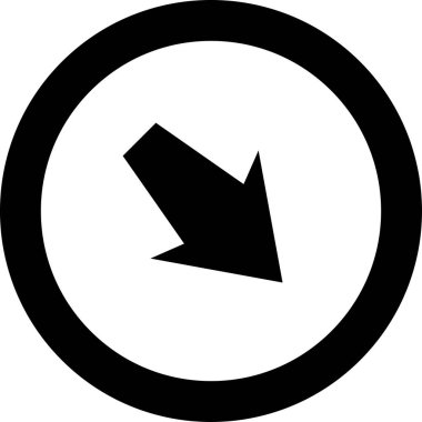 Beyaz arkaplanda siyah ok yönü simgesi, vektör illüstrasyonu 