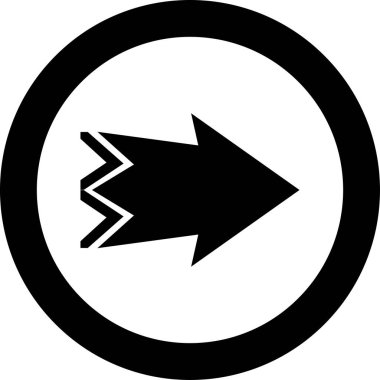 Beyaz arkaplanda siyah ok yönü simgesi, vektör illüstrasyonu 