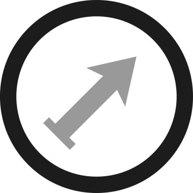 Beyaz arkaplanda gri ok yönü simgesi, vektör illüstrasyonu 