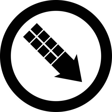 Beyaz arkaplanda siyah ok yönü simgesi, vektör illüstrasyonu    