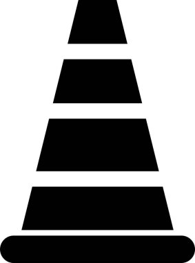 Trafik konisi simgesi, düz biçim tasarımı 
