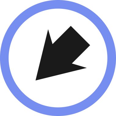 Beyaz arkaplanda siyah ok yönü simgesi, vektör illüstrasyonu 