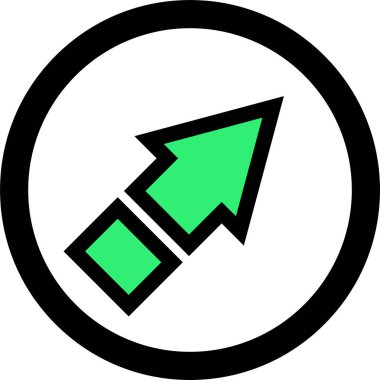 Beyaz arkaplanda yeşil ok yönü simgesi, vektör illüstrasyonu    