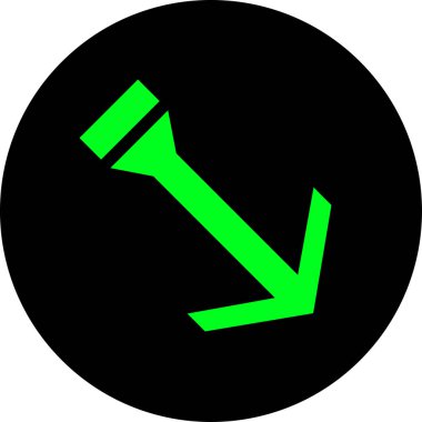 Green Arrow simgesinin vektör illüstrasyonu. Yön ok sembolü düz biçimli              