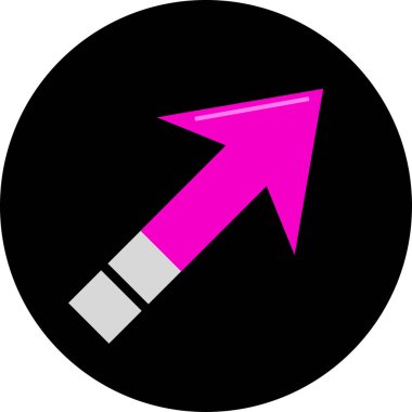 Pembe ok simgesinin vektör çizimi. Yön ok sembolü düz biçimli              