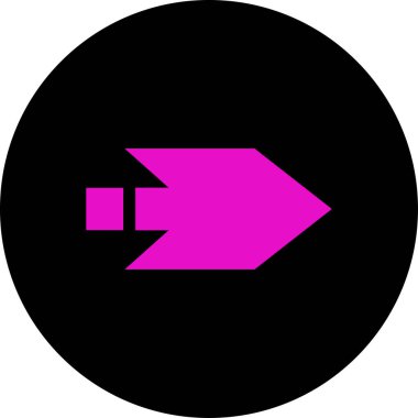 Pembe ok simgesinin vektör çizimi. Yön ok sembolü düz biçimli              