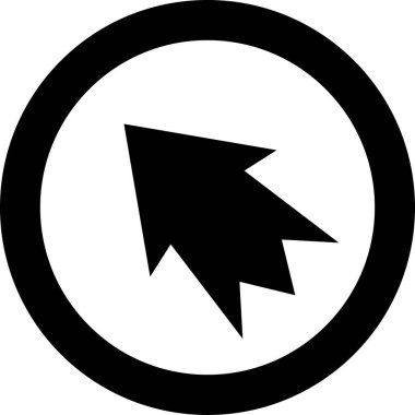 Beyaz arkaplanda siyah ok yönü simgesi, vektör illüstrasyonu