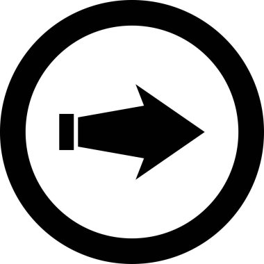 Beyaz arkaplanda siyah ok yönü simgesi, vektör illüstrasyonu