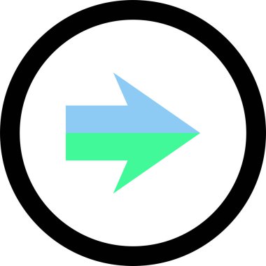 Beyaz arkaplanda ok yönü simgesi, vektör illüstrasyonu    