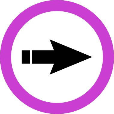 Beyaz arkaplanda siyah ok yönü simgesi, vektör illüstrasyonu    