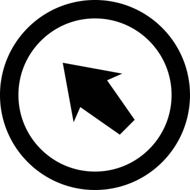 Beyaz arkaplanda siyah ok yönü simgesi, vektör illüstrasyonu