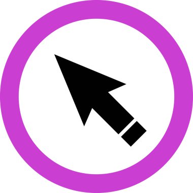 Beyaz arkaplanda siyah ok yönü simgesi, vektör illüstrasyonu