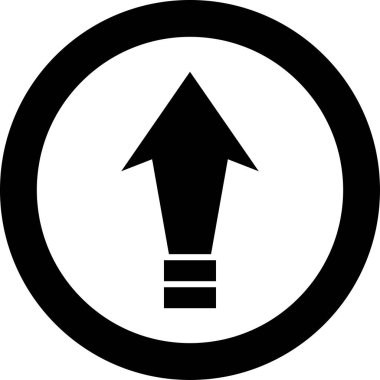 Beyaz arkaplanda siyah ok yönü simgesi, vektör illüstrasyonu    