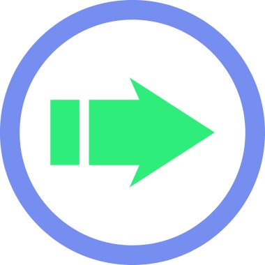 Beyaz arkaplanda yeşil ok yönü simgesi, vektör illüstrasyonu 