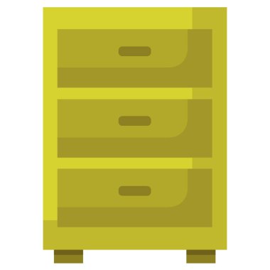 Dolap çekmece simgesi beyaz arkaplanda izole edilmiş düz stil. 