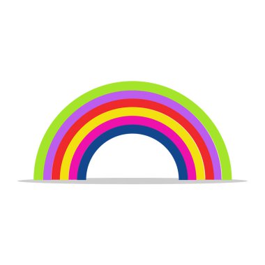 beyaz arkaplanda izole edilmiş düz biçimdeki gökkuşağı simgesi.