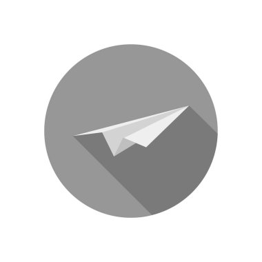 kağıt düzlem yuvarlak simgesi, basit vektör illüstrasyonu