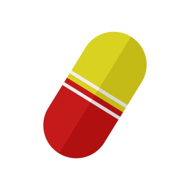 İlaç kapsülü beyaz arka planda izole edilmiş. düz tasarım vektör çizimi