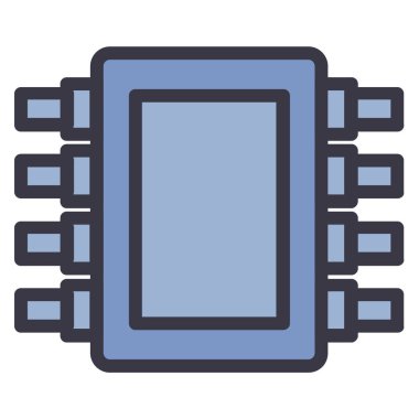 Beyaz arkaplanda izole edilmiş mikroçip simgesi