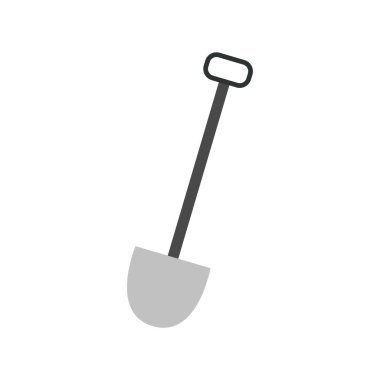 Kazı ve inşaat ikonu için kürek, moda tarzı, beyazda izole  