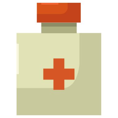 İlk yardım çantası, illüstrasyon, beyaz arkaplandaki vektör..