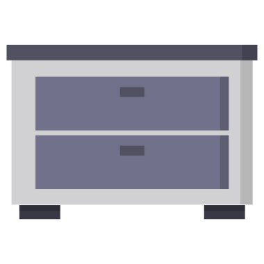 Dolap çekmece simgesi beyaz arkaplanda izole edilmiş düz stil. 