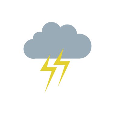 Şimşek düz vektör simgesine sahip bulut