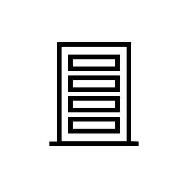 Apartman binasının biçimlendirilmiş simgesi, vektör illüstrasyonu