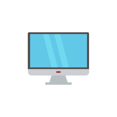 Beyaz arka plan üzerinde izole bilgisayar monitör simgesini