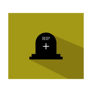 Gölgeli mezar taşı. Cadılar Bayramı konsepti. Siyah ve beyaz biçiminde vektör illüstrasyonu