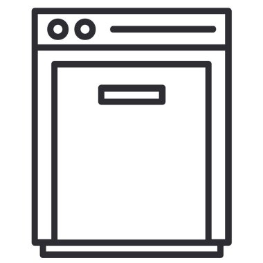 Beyaz arkaplanda izole edilmiş düz stil bulaşık makinesi simgesi. 