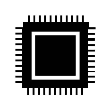 Beyaz arkaplanda izole edilmiş mikroçip simgesi