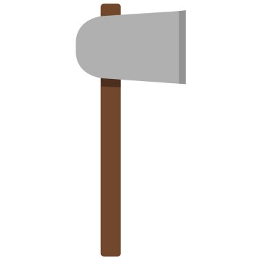 Düz bir arkaplanda izole edilmiş balta simgesi. 