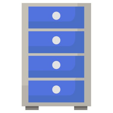 Dolap çekmece simgesi beyaz arkaplanda izole edilmiş düz stil. 