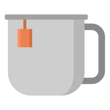 Beyaz arkaplanda izole edilmiş düz bir çay fincanı simgesi. 