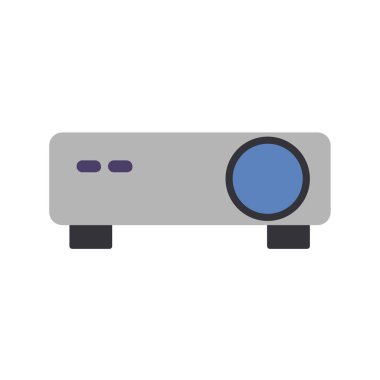 Projektörün beyaz arkaplanda izole edilmiş simge vektörü.