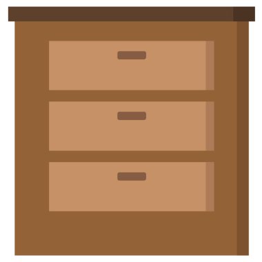 Dolap çekmece simgesi beyaz arkaplanda izole edilmiş düz stil. 