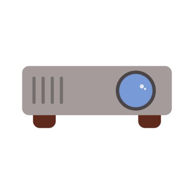 Projektörün beyaz arkaplanda izole edilmiş simge vektörü.