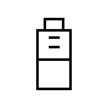 Beyaz arkaplanda izole edilmiş düz biçimdeki pil simgesi. 