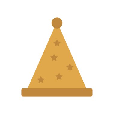 Beyaz arkaplanda düz Noel şapkası simgesi, vektör illüstrasyonu