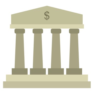 Banka binası simgesi tasarımı, vektör illüstrasyonu 