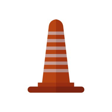 Düz bir arkaplan üzerinde izole trafik konisi simgesi. 