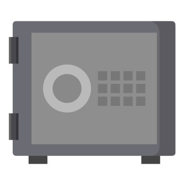 Düz simge bankası kasası beyaz arka planda izole edilmiş. Vektör illüstrasyonu.