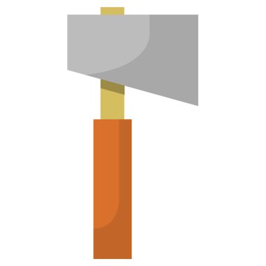 Düz bir arkaplanda izole edilmiş balta simgesi. 