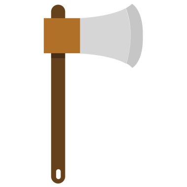 Düz bir arkaplanda izole edilmiş balta simgesi. 